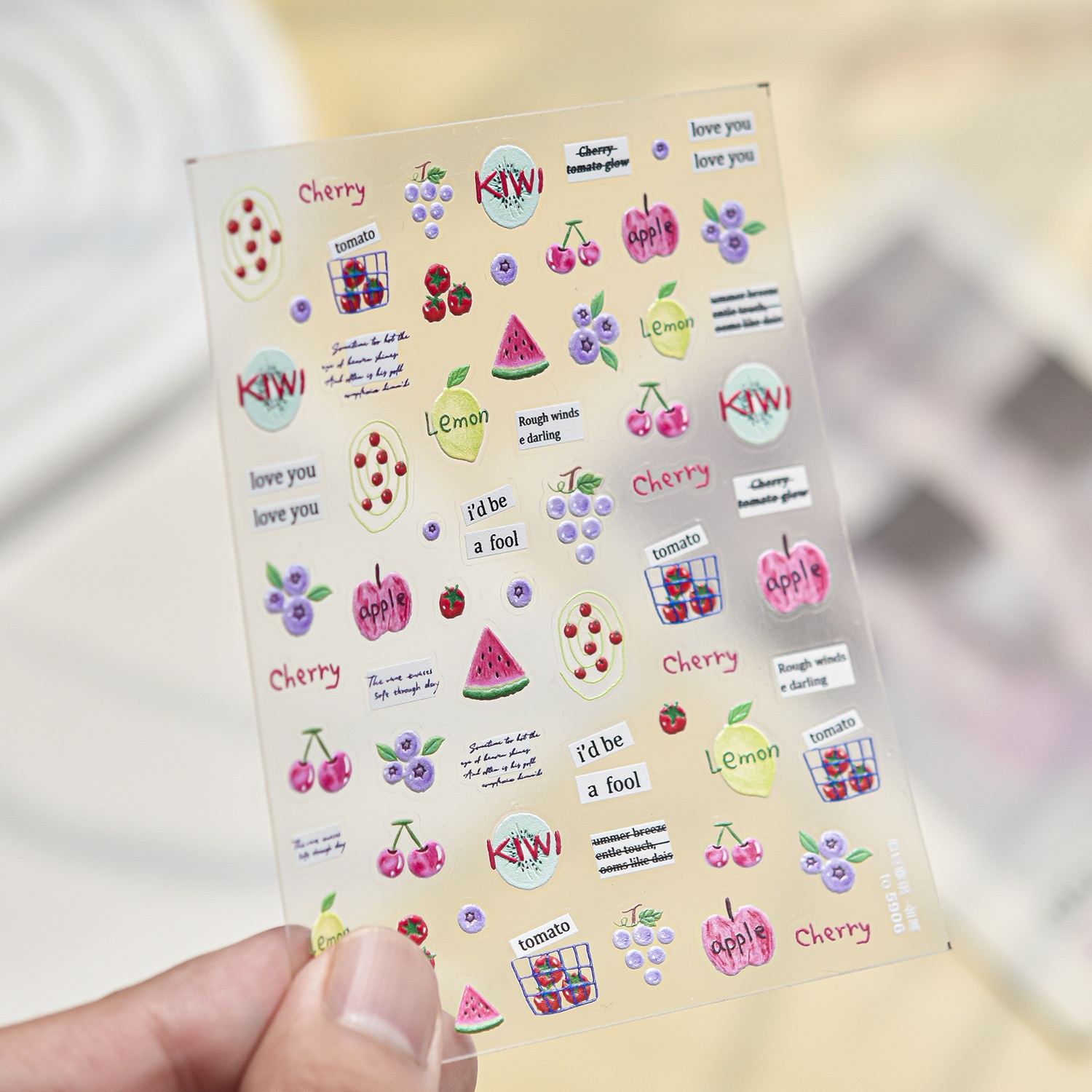 Paper Basket Mesh - Pegatinas 5D para Uñas con Frutas